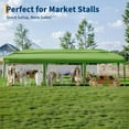 thumbnail image 3 of 10x30 Pop Up Canopy with 8 Sidewalls - Heavy Duty Outdoor Canopy Tent with Portable Roller Bag - 3 Adjustable Height, 8 Weight Bags, 8 Stakes & 6 Guy Ropes Included for Camping, Parties, 3 of 7