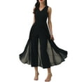 thumbnail image 2 of INSPIRE CHIC Women's Wide Leg Jumpsuits Chiffon V Neck Cocktail Sleeveless Jumpsuit 2XL Black, 2 of 6
