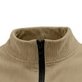 thumbnail image 5 of DODADAWANJ Mens Corduroy Shirts Casual Zip Up Long Sleeve Shirt with Zipper Pockets Solid Color Stand Collar Clothing Khaki M, 5 of 5