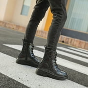 kkdom Boys Girls Kids Combat Boots Unisex Black 9 Toddler