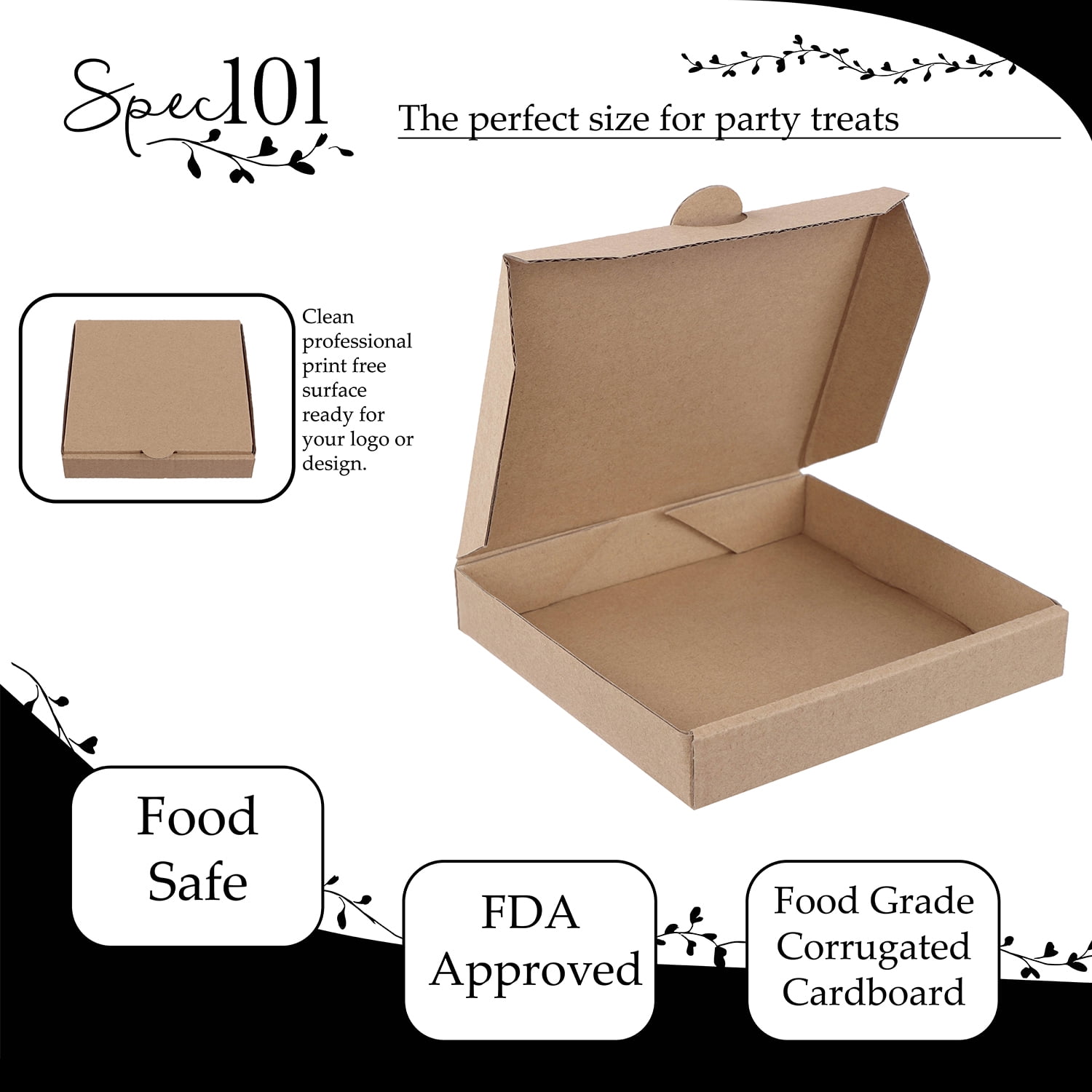 50 Brown Corrugated Cardboard Pizza Boxes 9.5x5x2.5 