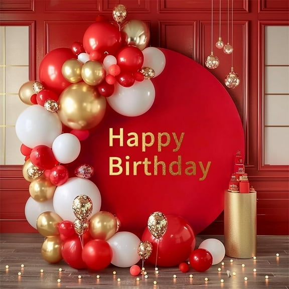 7.2ft Solid Red Round Backdrop Cover for Wedding Birthday Baby Shower