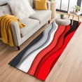 thumbnail image 3 of 2x6 Kitchen Runner Rug, Red Grey Ombre Non-Skid Rubber Backing Large Rectangle Rugs - Living Room Bedroom Home Office, Modern Abstract Moire Art Geometric Indoor Floor Mat Carpets Washable Rug, 3 of 9