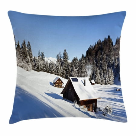 Winter Throw Pillow Cushion Cover Log Cabins In The Mountains Sunny Simple Winter Throw Pillow Covers Winter Throw Pillow Cushion Cover Log Cabins In The Mountains Sunny Simple Winter Throw Pillow Covers