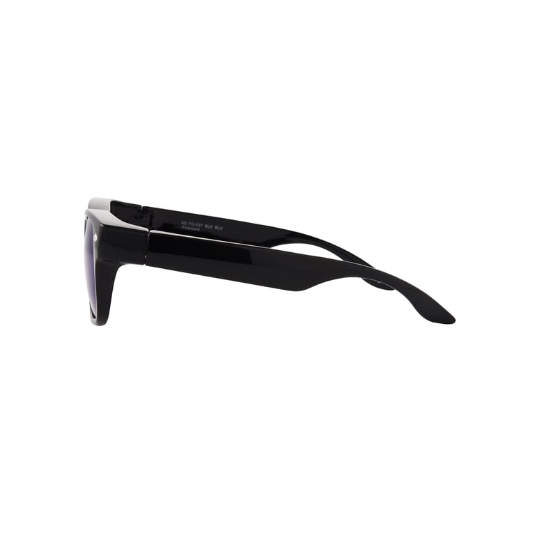 Solar Shield Polarized Fits Over Sunglasses, Black with Blue Mirror photo 3