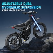 Deepower Electric Dirt Bike for Adults, 3000W-Peak 40MPH Electric Motorcycle, 48V 32AH Battery, 80 Miles Long Range, 25x4.0 Fat Tires, 7-Speed, Hydraulic Brakes & Dual Suspension
