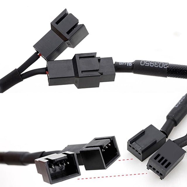 Cable divisor CPU Ventilador de caja Extensión de 4 pines Y 4 pines a 3/4 pines Negro PC