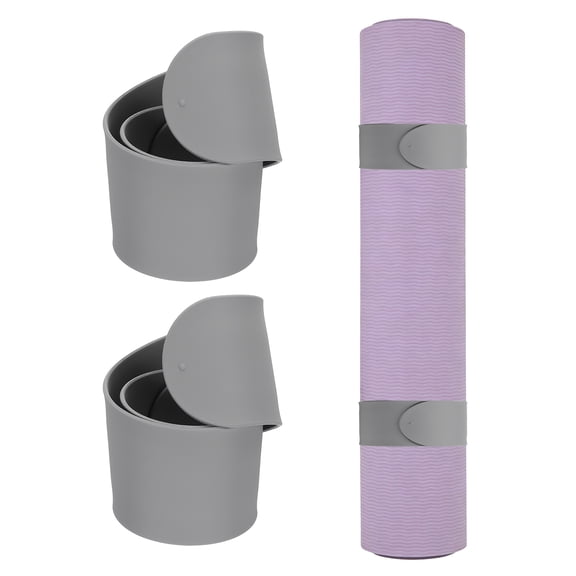Uxcell 2Pcs Yoga Mat Strap Slap Band, One Snap Yoga Mat Slap Band for Keep Mats Tightly Rolled Adjustable Exercise Mat Sling Holder - Fitting for (Women Pilates/Gym Workout), Gray