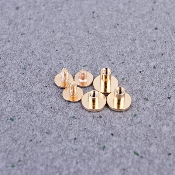 Worgeous 30 Pcs Copper Flat Head Screws Flat Fastener Belt Harness Nail Rivets Leather Notebook Craft DIY (Golden, 5mm, 6.5mm, 8mm Style)