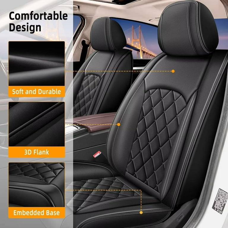 IKABEVEM Car Seat Cover Custom Fit for Hyundai Santa Fe 2009 2024 Faux Leather Car Seat Protector Compatible Airbag Vehicle Cushion Covers Front Rear