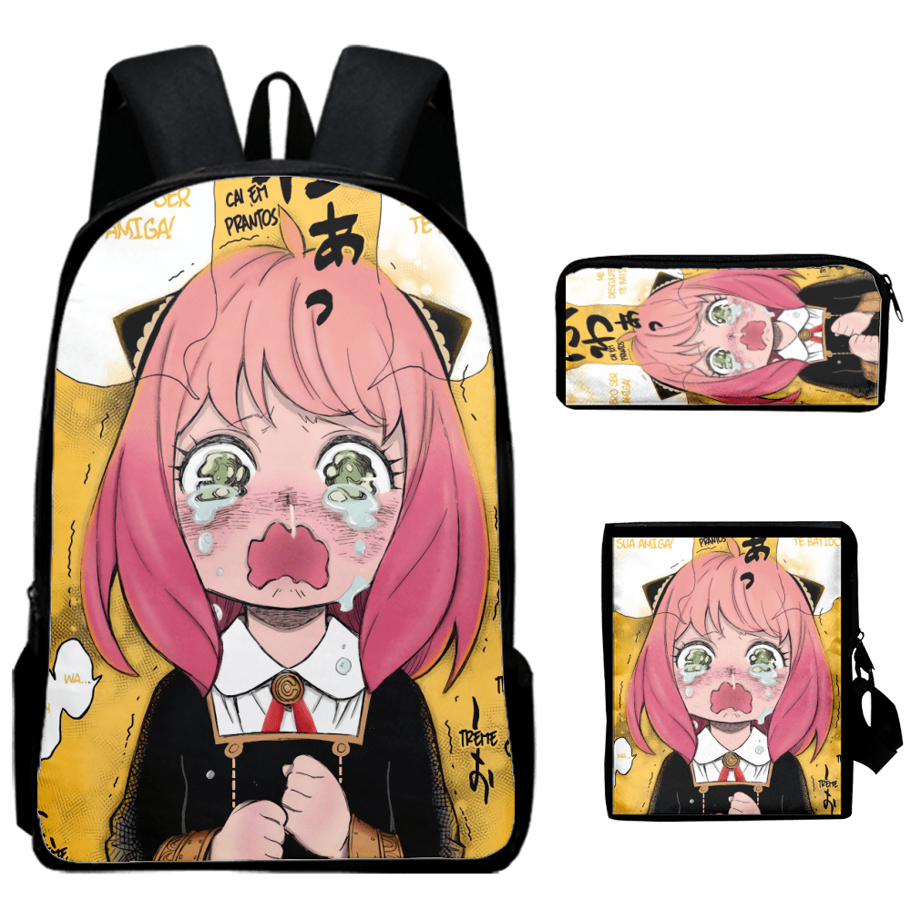 Fnyko Backpack 3 Pieces Set Anime Spy x Family Backpack 3D Print Casual Backpacks Oxford School