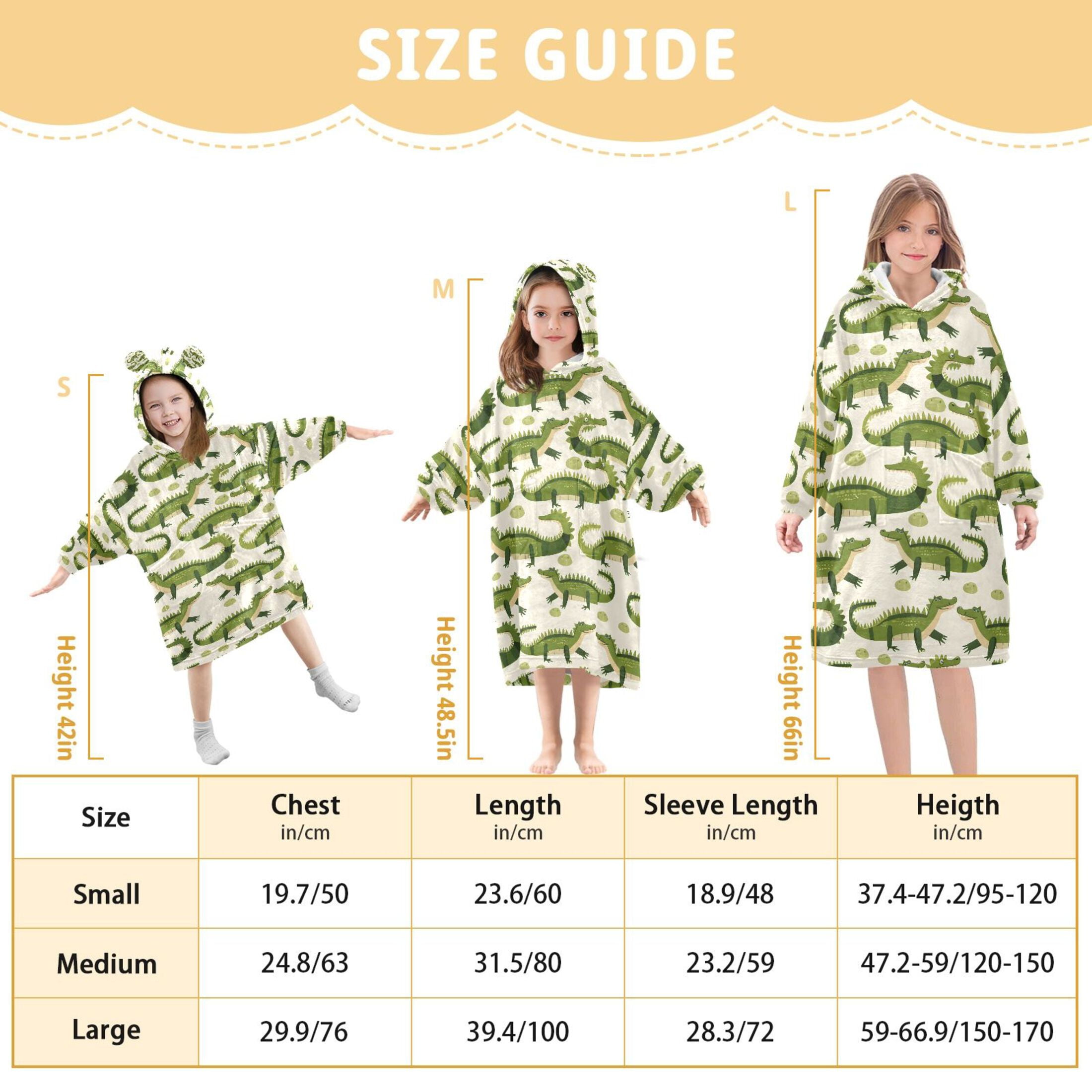 joogoo Blanket Hoodie for Cute Crocodile Oversize Sweatshirt 3-14 YR L