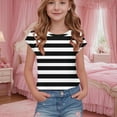 thumbnail image 7 of Hvyesh Striped T Shirts Kids Girls Summer Crewneck Shirts Casual Cape Sleeve Tunic Tops Tees 5-15 Years, 7 of 7
