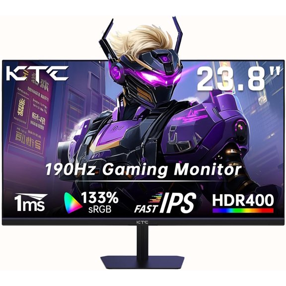 Restored KTC 24" H24F8 190Hz Gaming Monitor, FHD PC Computer Monitor with Fast IPS Panel, HDR400, 133% sRGB, Bluelight Filter, 2 HDMI & 1 DP Port, Compatible Freesync and Wall Mountable (Refurbished)