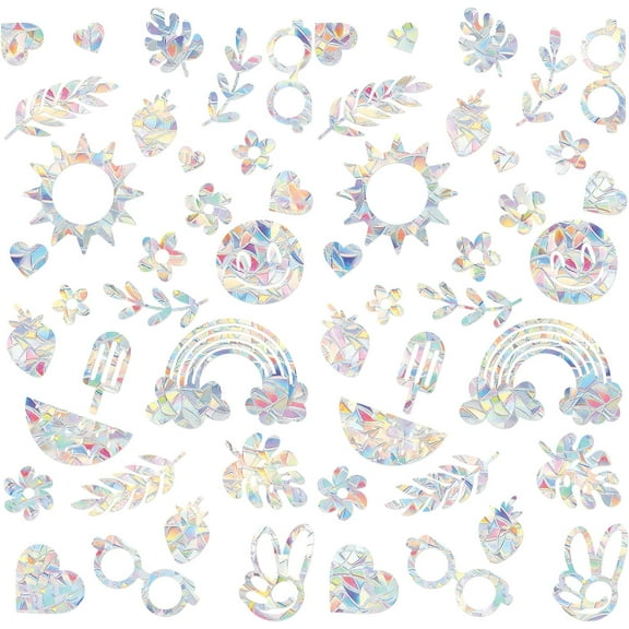 56 Rainbow Leaves Window Decals Summer Static Window Stickers Crash Proof Window Clings Glass Alert Sticker Anti-Collision Window Decals for Birds Rainbow Effect Suncatchers Stickers