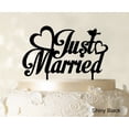 thumbnail image 1 of Printtoo Just Married Wedding Cake Topper Custom Name Cake Topper Color Option Available 5-7 Inches Wide, 1 of 1