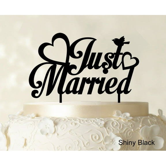 "Printtoo Just Married Wedding Cake Topper Custom Name Cake Topper Color Option Available 5""-7"" Inches Wide"
