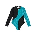 thumbnail image 4 of Alvivi Long Sleeve Sparkly Sequin Ballet Athletic Bodysuit Gymnastics Leotards for Kids Girls Green 8, 4 of 7