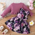 thumbnail image 4 of Girls Fall Outfits Cardigan And Dress Dinosaur Floral Print Sleeveless Tank Dress Long Sleeve 2Pcs Outfits Baby Clothing Purple 6 Months-9 Months, 4 of 4