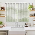 thumbnail image 2 of Sage Green Ombre Mountain Kitchen Curtains 63 Inch Length, Nature Abstract Art Marble Grommet Top Bedroom Living Room Curtains, Light Filtering Cafe Curtain Drapes 2 Panels Set 104''x63'', 2 of 9