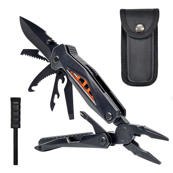 Govvep 15-in-1 Stainless Steel Pliers-Based Multi-Tool with Knife, Screwdrivers, Belt Clip and Sheath, for Camping, Hiking, Survival, EDC