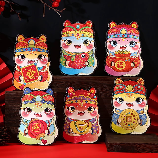 RKSTN Enveloppe Rouge Année du Serpent Adoration Année de la Pression des Enfants Paquet Rouge 6 Pcs
