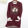 thumbnail image 2 of Feancey Merry Christmas Sweatshirts for Women Winter Fleece Lined Pullover Funny Casual Gnomes Print Crewneck Tops Fuzzy Thermal Loungewear Pajamas Wine XXL, 2 of 4