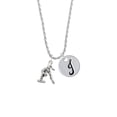 thumbnail image 2 of Delight Jewelry Silvertone Gymnast Balance Beam Silvertone Script Initial Disc - J - Charm Necklace, 20"+3", 2 of 4