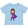 thumbnail image 3 of Inktastic Superhero Girl, Brown Hair, Cute Girl, Purple Cape Girls Toddler T-Shirt, 3 of 5