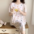thumbnail image 1 of Pijama de seda de algodón de manga corta de verano para mujer, estilo occidental, fino, con aire acondicionado, ropa de casa, traje de seda de algodón para estudiantes dulces para niñas, 1 of 6