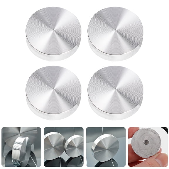 OATIPHO 4Pcs Silver Aluminum Alloy Round Disc Adapter for Glass Top Coffee and Tea Tables