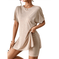 thumbnail image 3 of Women'S 2 Pieces Short Sleeve Lounge Sets Oversized T-Shirts and Biker Shorts S, 3 of 7