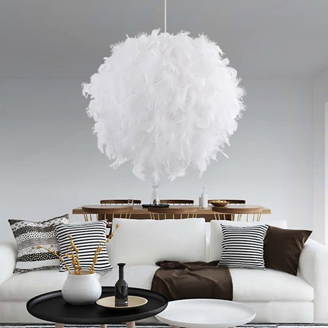 Lámpara Colgante Pluma 30 cm E27 Blanco(Bombilla no incluida) LingWen 9024715852120