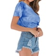 thumbnail image 5 of QAFOPEH Women Tie Dye Crew Neck Short Sleeve Cropped T-Shirt, 5 of 7