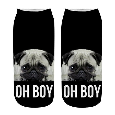 

QWANG Popular Funny Unisex Short Socks 3D Dog Printed Anklet Socks Casual Socks