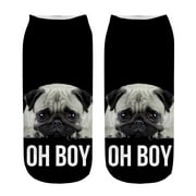 RelanfenkLZ Womens Socks Popular Funny Unisex Short 3D Dog Printed Anklet Casual Sock