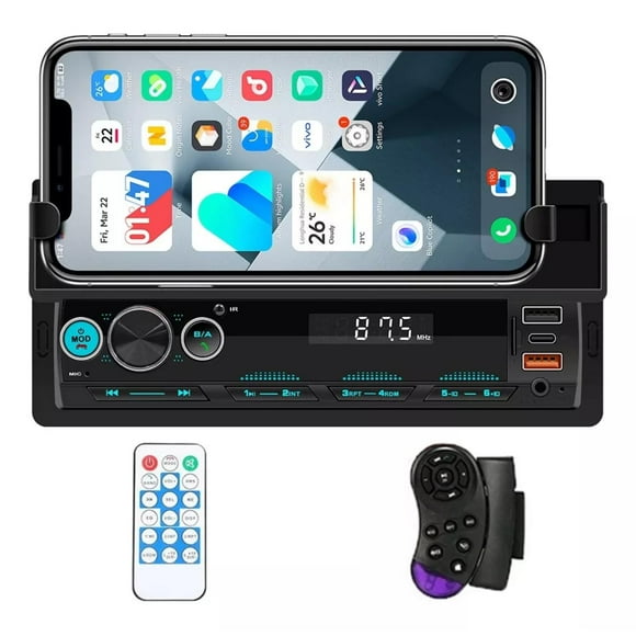 Estéreo para Auto FINYQBET Negro con Control Múltiple y Carga Rápida USB para Conducción Segura y En