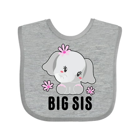 

Inktastic Big Sis with Cute Elephant with Flower Gift Baby Girl Bib