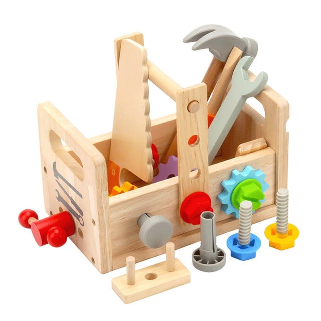 Juego de simulación, juego de herramientas para niños pequeños, juego de herramientas para niños, regalos de cumpleaños de madera para niños y niñas