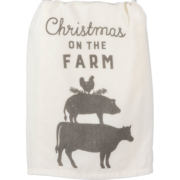Primitives by Kathy Decorative Kitchen Towel, 28"L x 28"W, Christmas On The Farm