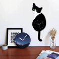 thumbnail image 3 of facefd 3D Tail Wagging Cat Dog Wall Clock Silence Clock Bedroom Home Decoration Green Eye Cat, 3 of 5