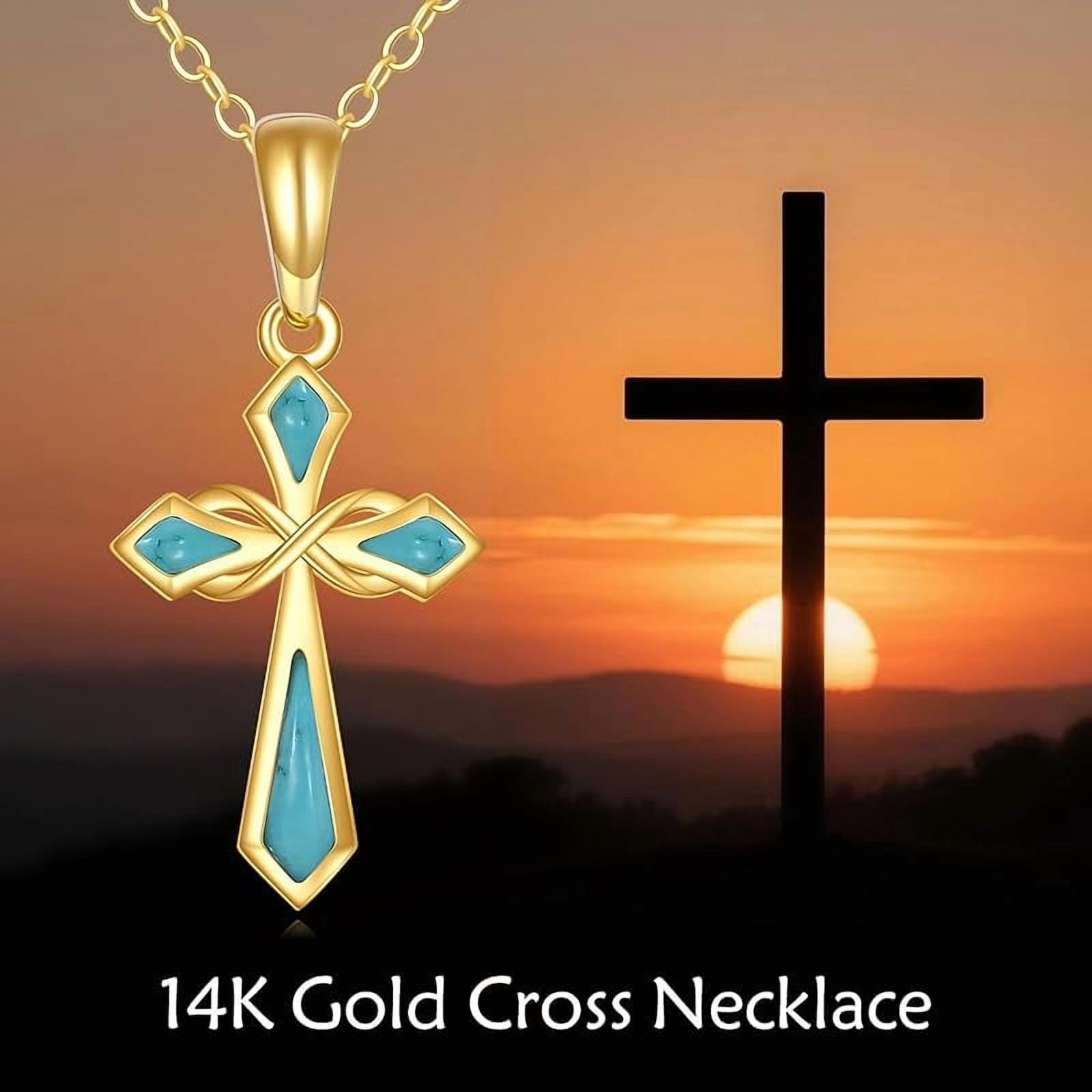 XATENJE 14k Solid Gold Cross Necklace 14k Real Gold Pendant Necklaces Jewelry Gifts For Women