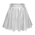 thumbnail image 2 of Jean Shorts Women Plus Size Women's Shiny High Waisted Pleated Mini Skirt Flared Skater Skirt for Party Club Daily Wear XXL, 2 of 9