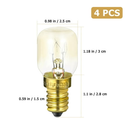 

Mobestech 4pcs E14 Small Screw Light Bulb 300 Celsius Degree Oven Bulb Microwave Brass Lamp Bulb (Warm White 25W)