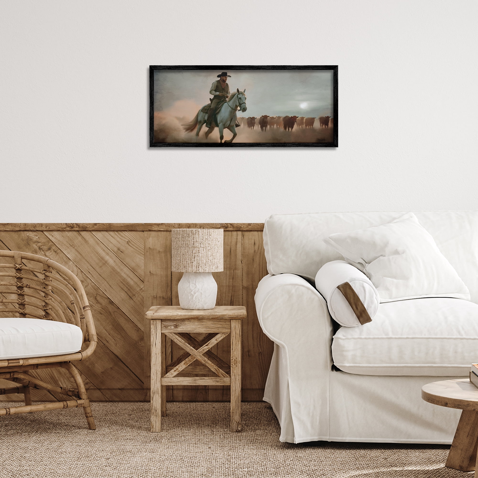 Stupell Industries Home Bound Cowboy Black Framed Giclee Art, design by Kim Allen