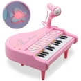 thumbnail image 4 of Piano Toy Keyboard for Kids, 24 Keys Pink Electronic Educational Musical Instrument with Microphone, Learn-to-Play Gift for Baby, 4 of 5
