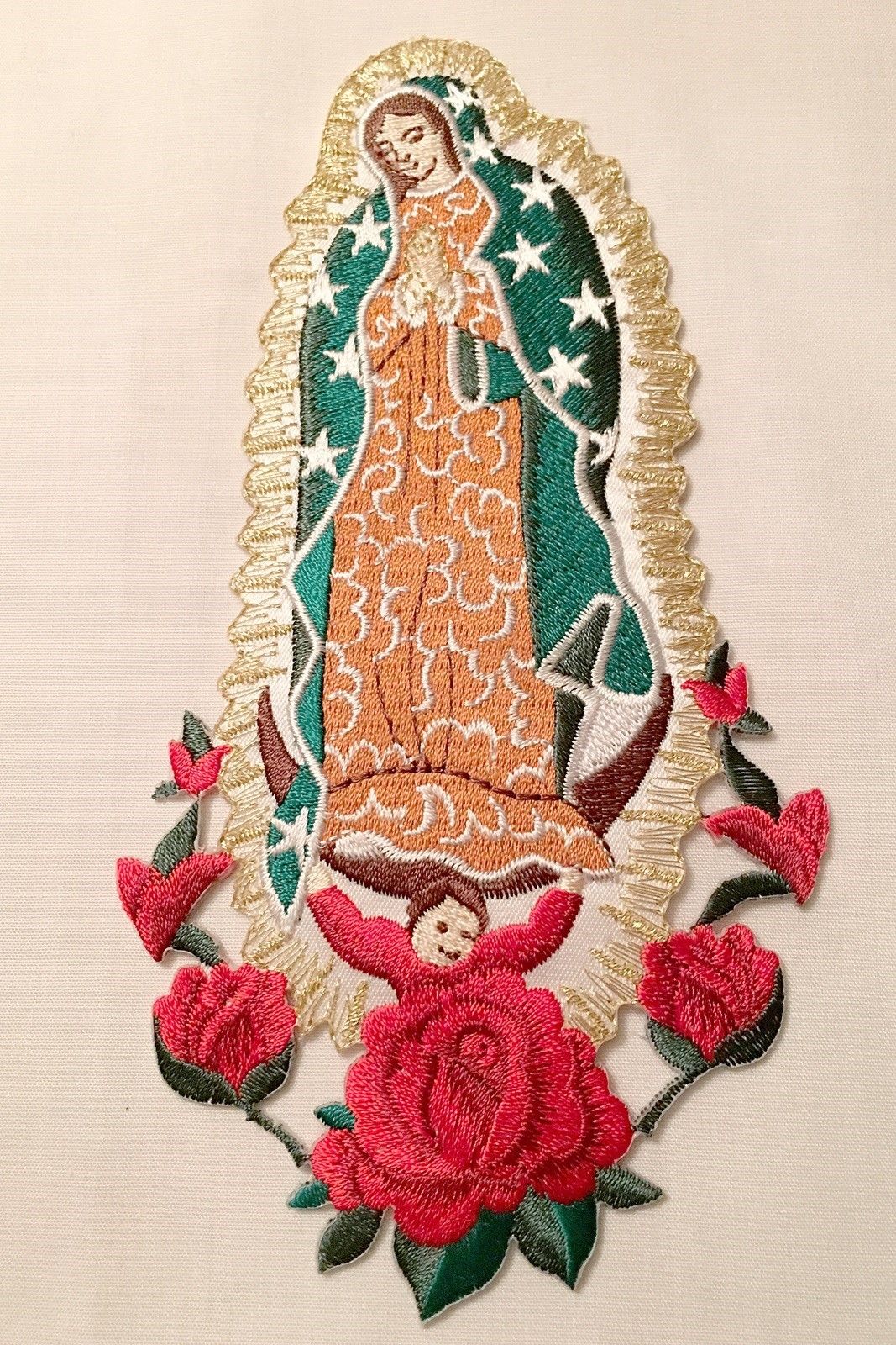 CF3728 Christening Baptism Gifts Guadalupe Virgin Mary Embroidered Iron On Patch
