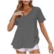 thumbnail image 3 of Blusas para mujer,Camiseta de cuello en V para mujer, blusa de manga corta, top informal de poliéster, camisa de color liso para uso diario, sopatenor, 3 of 9