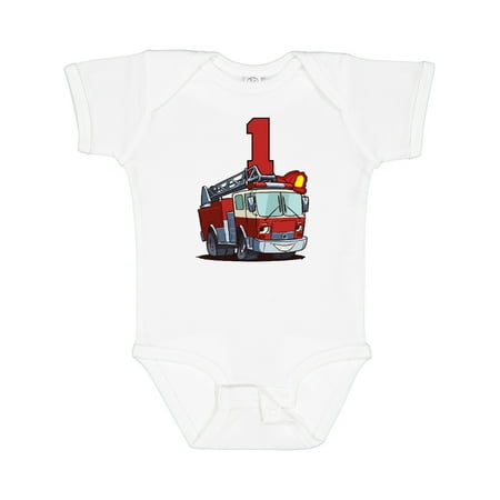

Inktastic 1st Birthday Fire Truck Gift Baby Boy or Baby Girl Bodysuit
