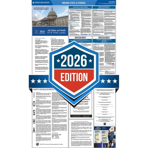 Corporate Labor Law Posters :: 2026 Indiana State & Federal Labor Law Posters - All in one [Plain Paper-English]